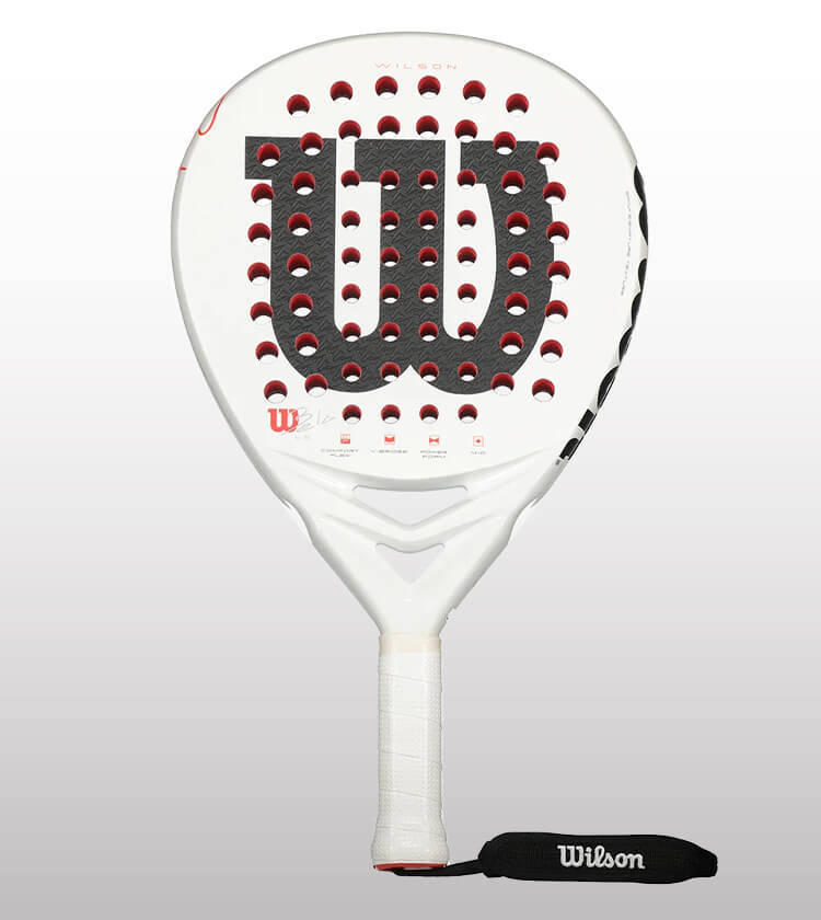 Racchetta padel Wilson bianca e nera a forma rotonda