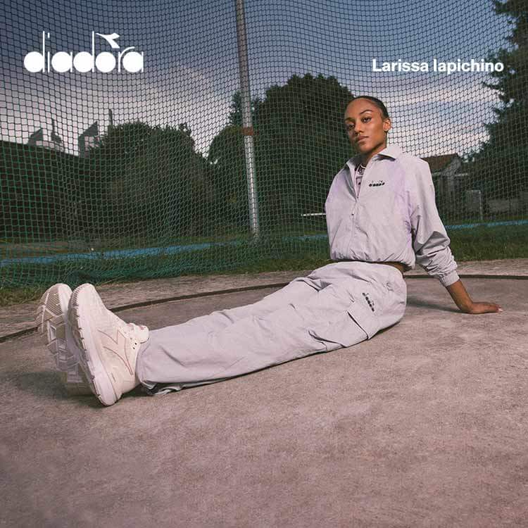 Larissa Iapichino che indossa abbigliamento sportswear Diadora 