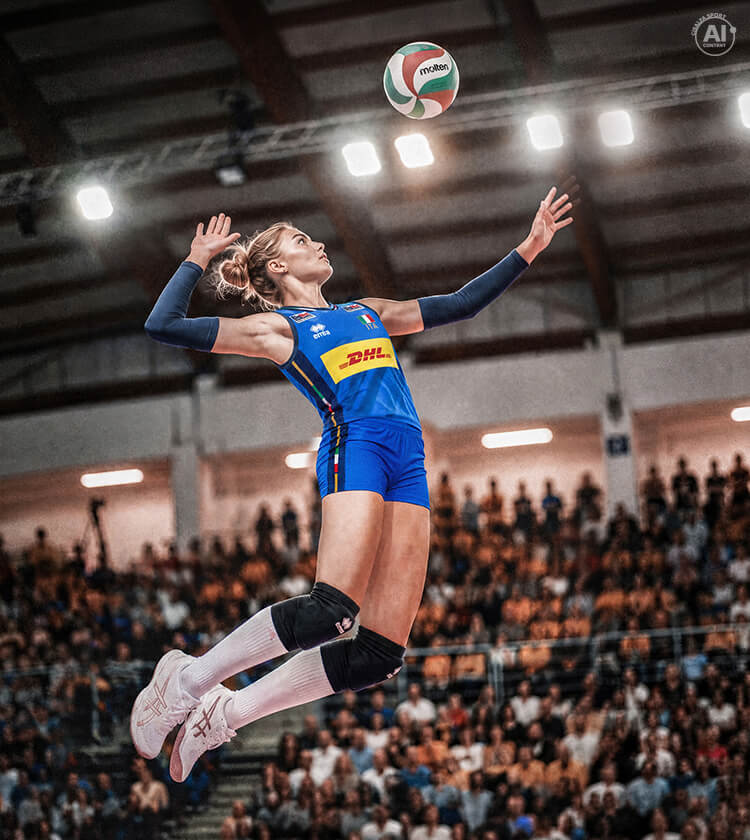 Ragazza che fa schiacciata durante partita di volley
