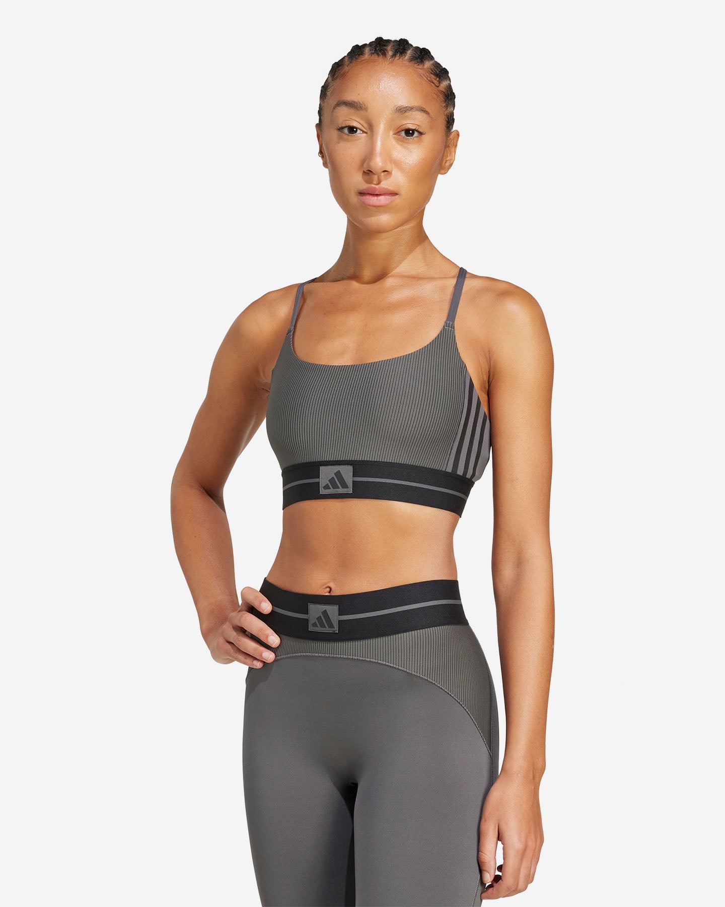 Bra training ADIDAS HYG RIB W - Grigio - 2 | Cisalfa Sport