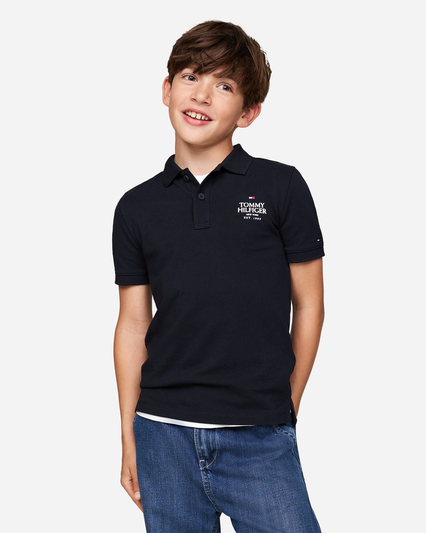 Polo TOMMY HILFIGER SMALL LOGO JR - Blu Navy - 1 | Cisalfa Sport