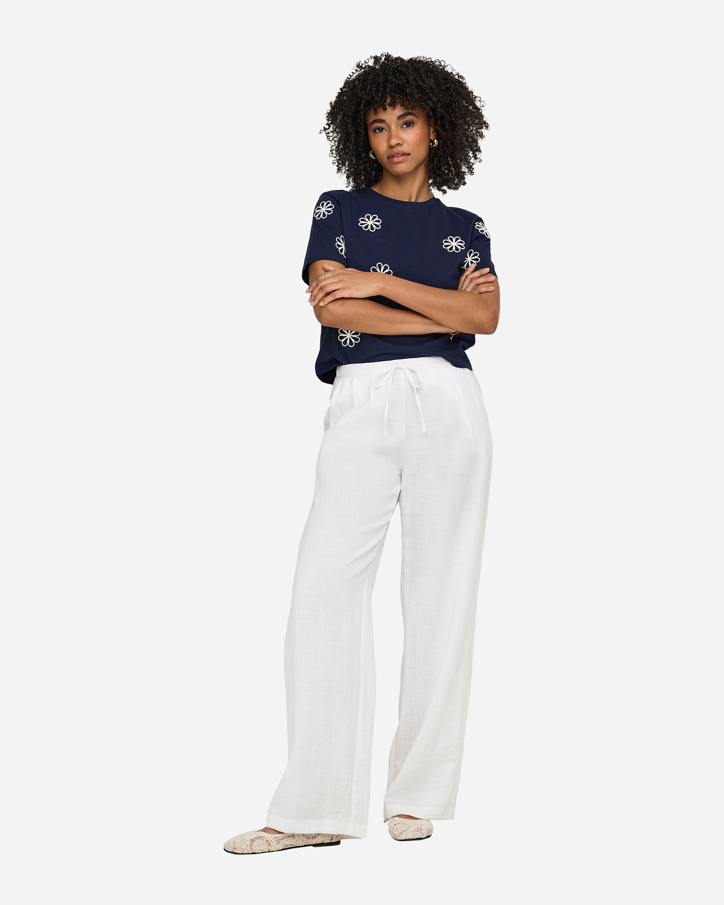 Pantalone ONLY ITA LINEN WIDE L32 W - Bianco - 3 | Cisalfa Sport