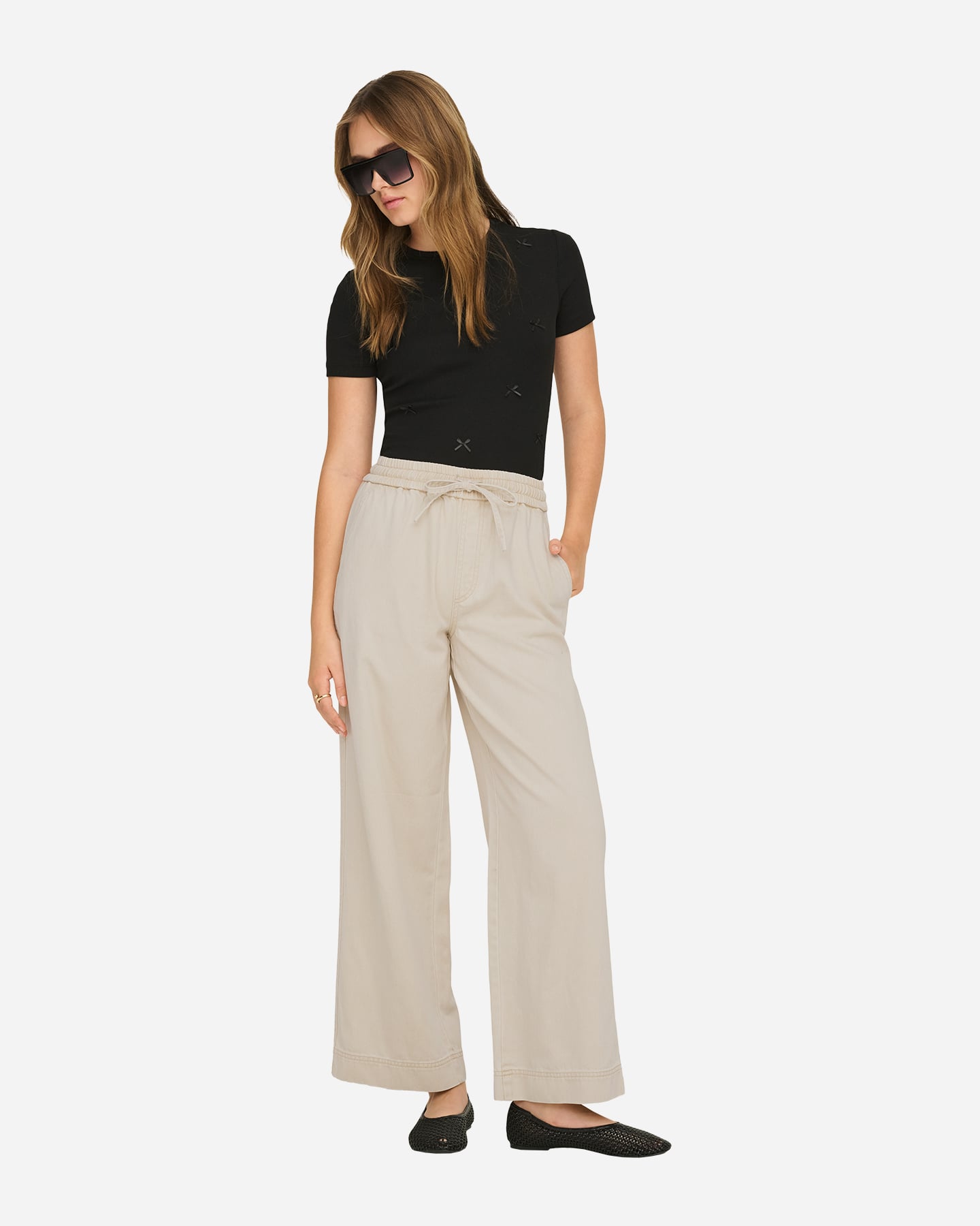 Pantalone ONLY MAISA WIDE L32 W - Beige - 3 | Cisalfa Sport