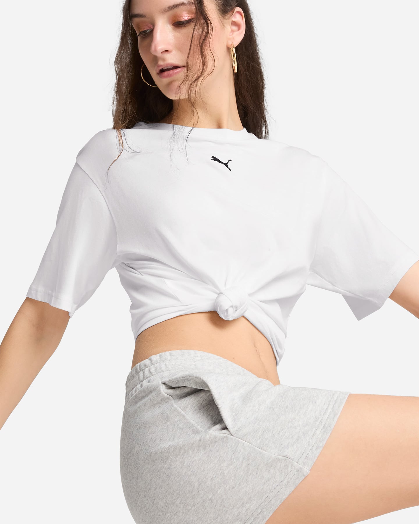Pantaloncini PUMA SMALL LOGO W - Grigio - 5 | Cisalfa Sport