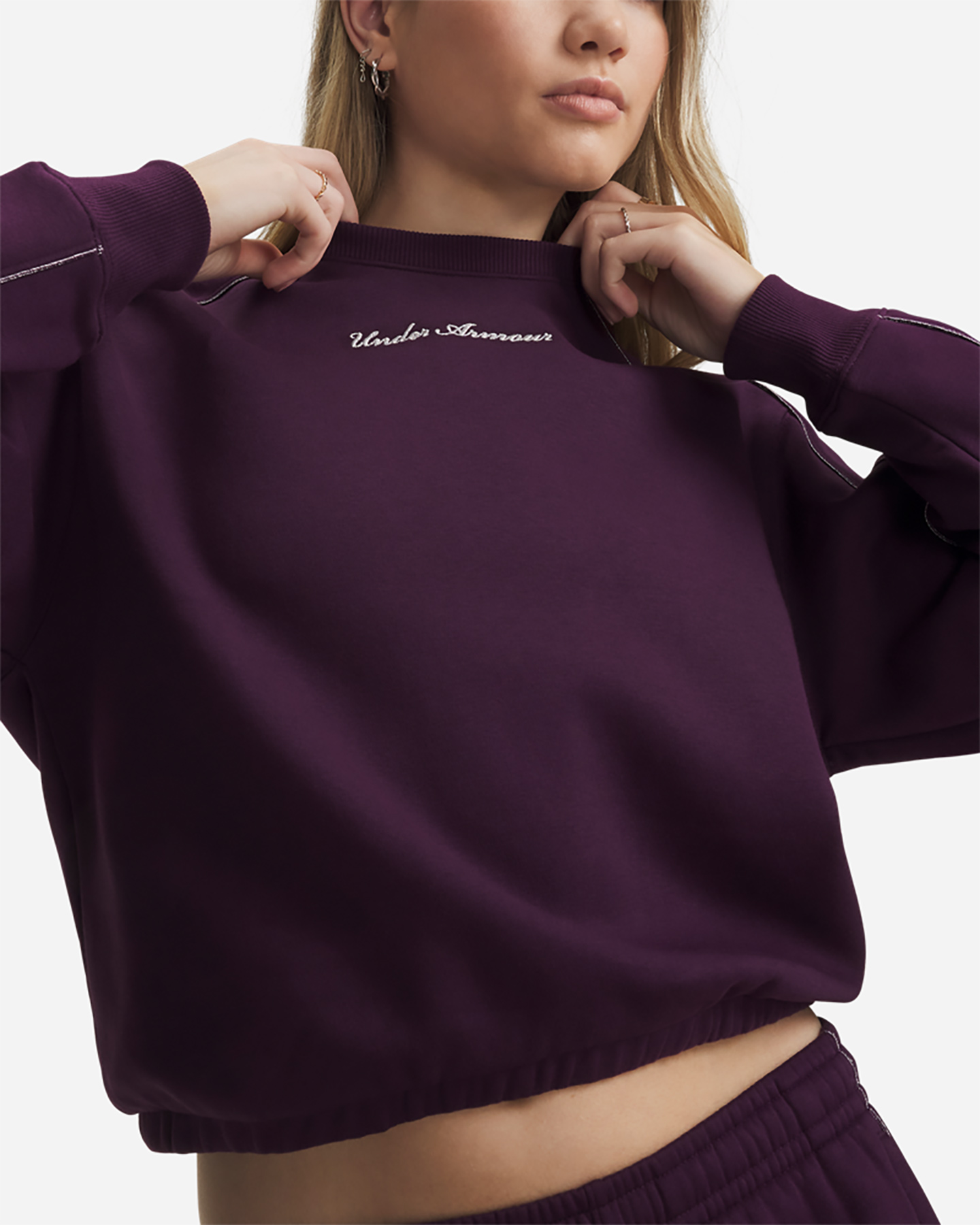 Felpa UNDER ARMOUR RIVAL SHIMMER W - Viola - 3 | Cisalfa Sport