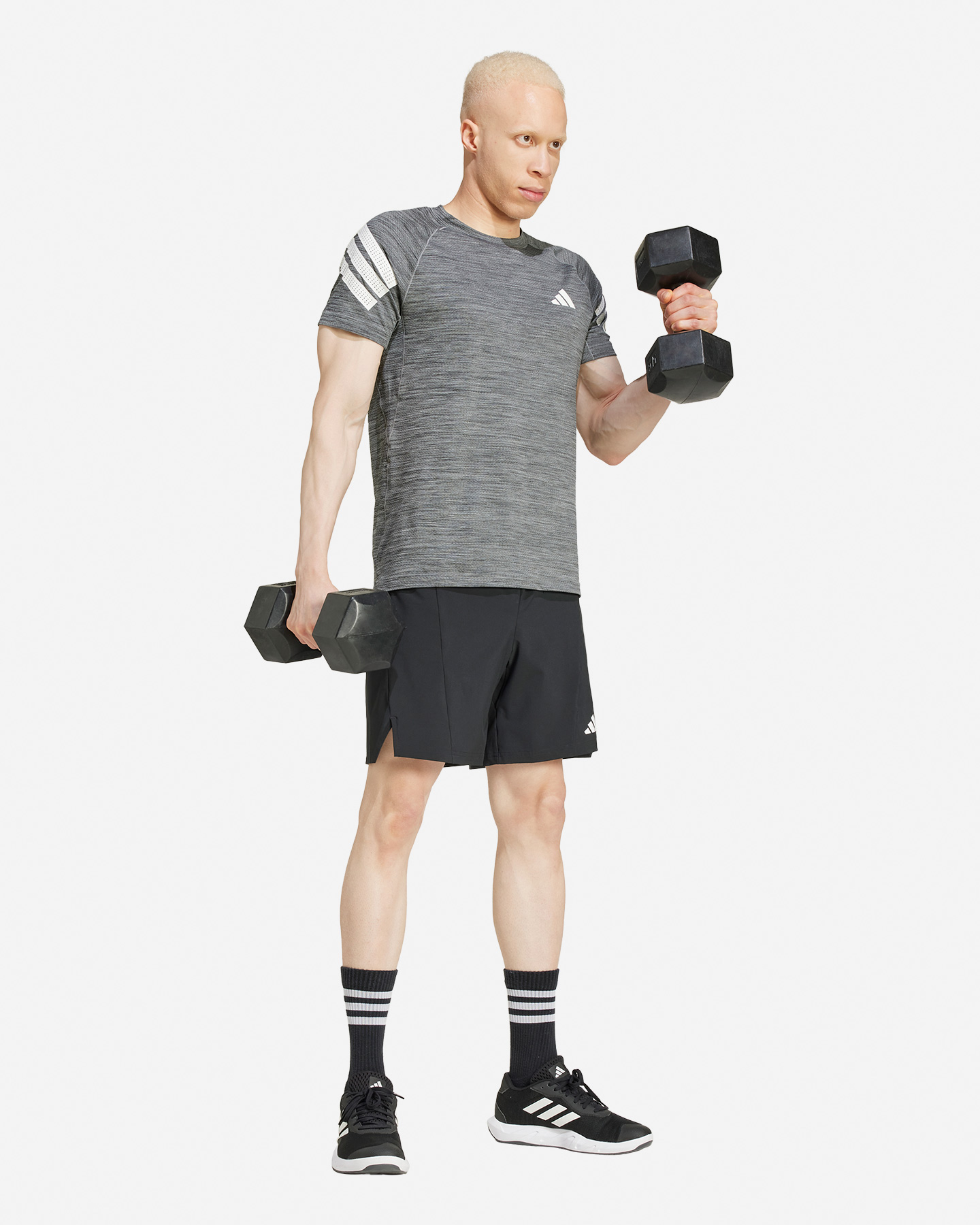 T-shirt training ADIDAS GYM+ 3STRIPES M - Nero - 3 | Cisalfa Sport
