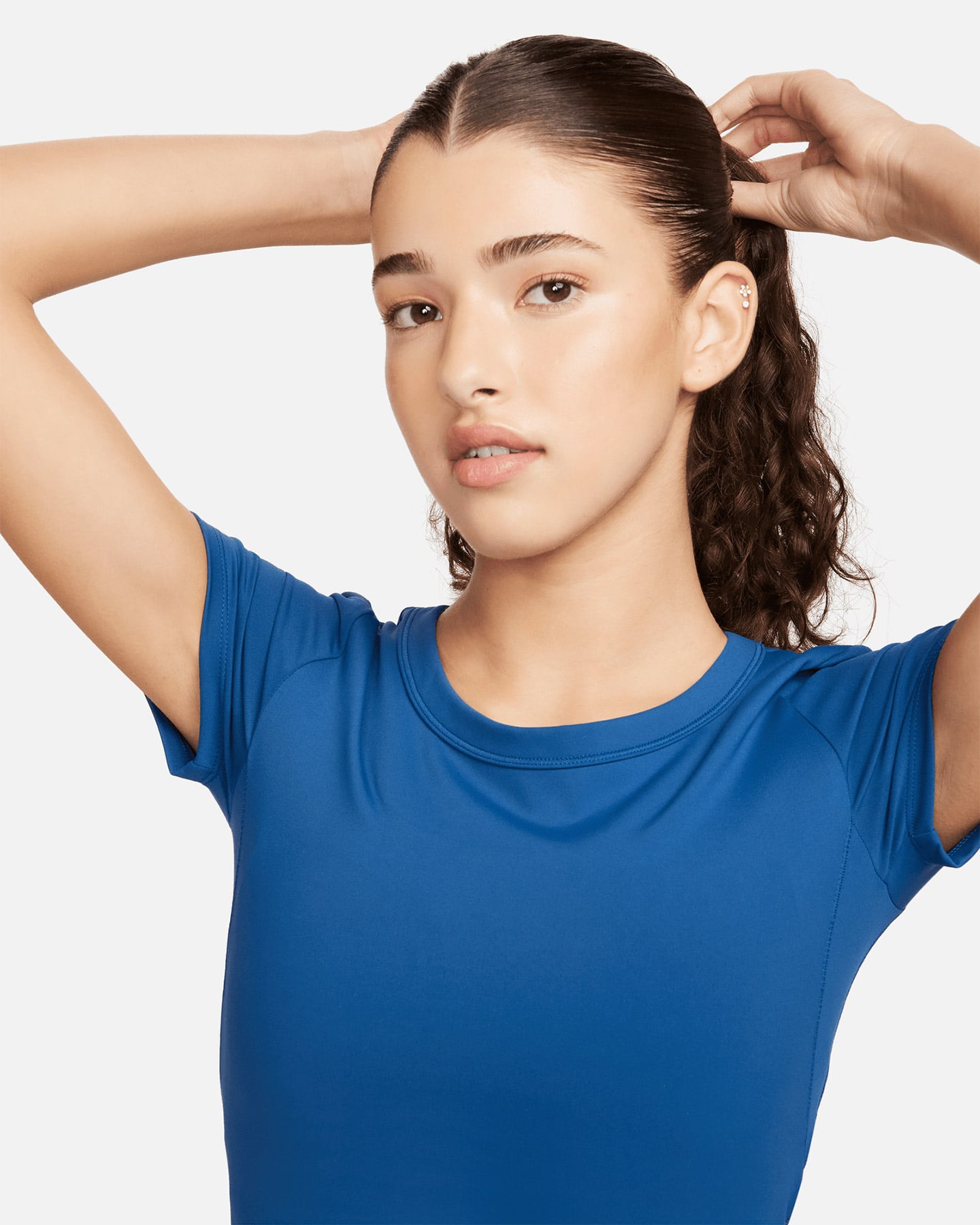 T-shirt training NIKE CROP SMALL LOGO W - Blu - 2 | Cisalfa Sport