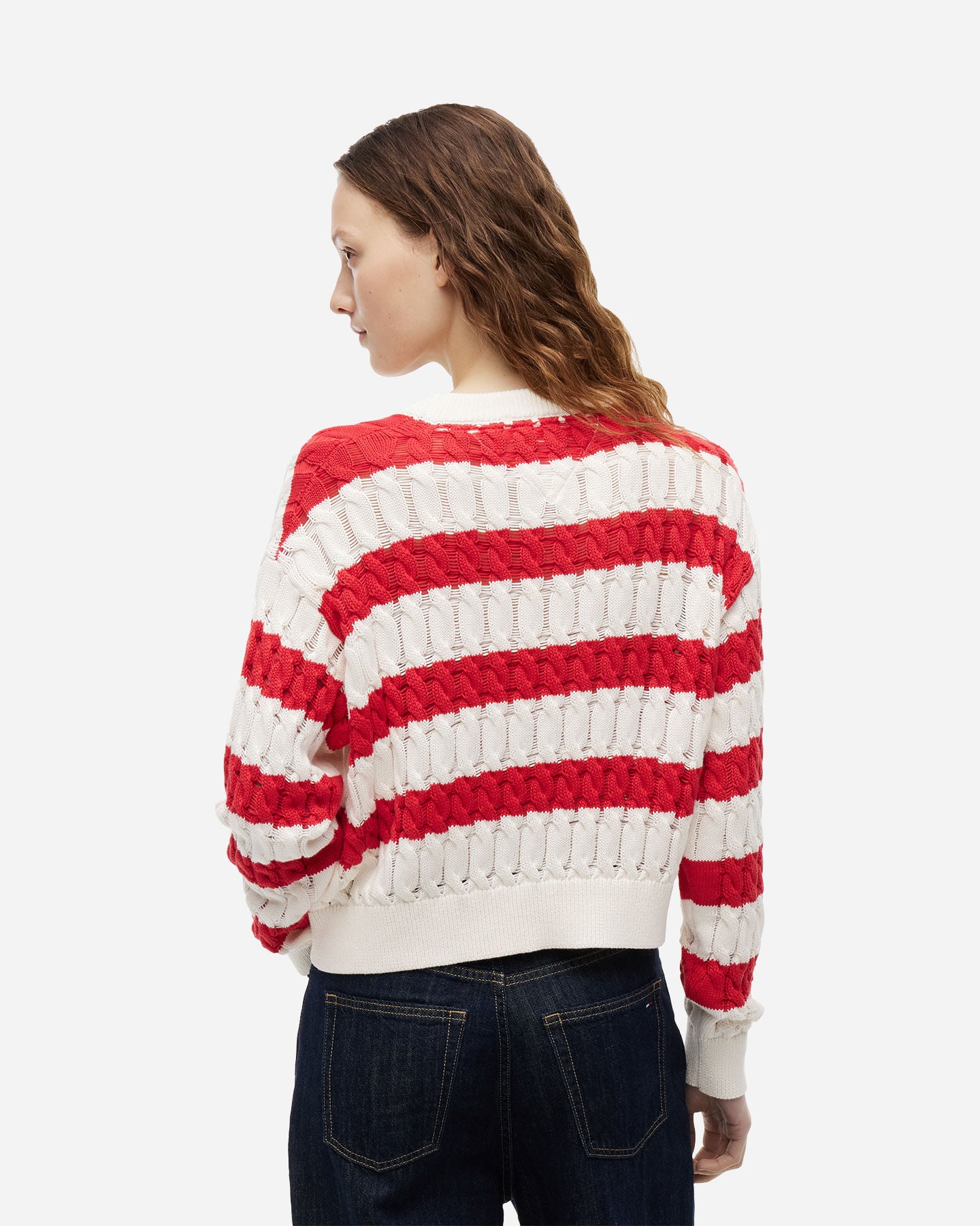 Maglione TOMMY HILFIGER LOOSE CABLE STRIPE W - Bianco - 3 | Cisalfa Sport