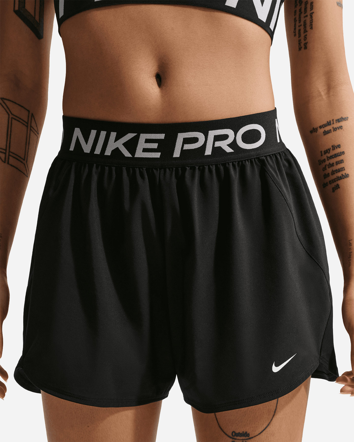 Short training NIKE PRO LOGO 3IN W - Nero - 3 | Cisalfa Sport