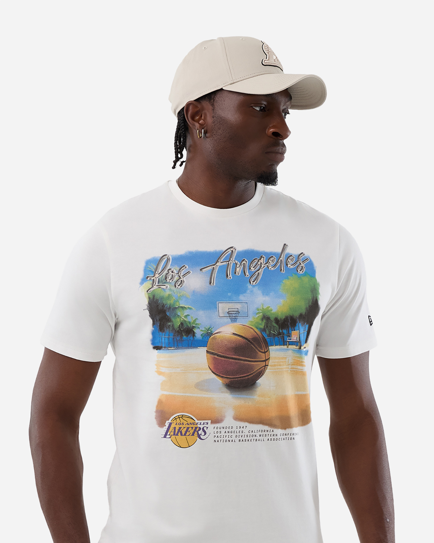Maglia basket NEW ERA LOS ANGELES LAKERS NBA BEACH GRAPHIC M - Bianco - 2 | Cisalfa Sport