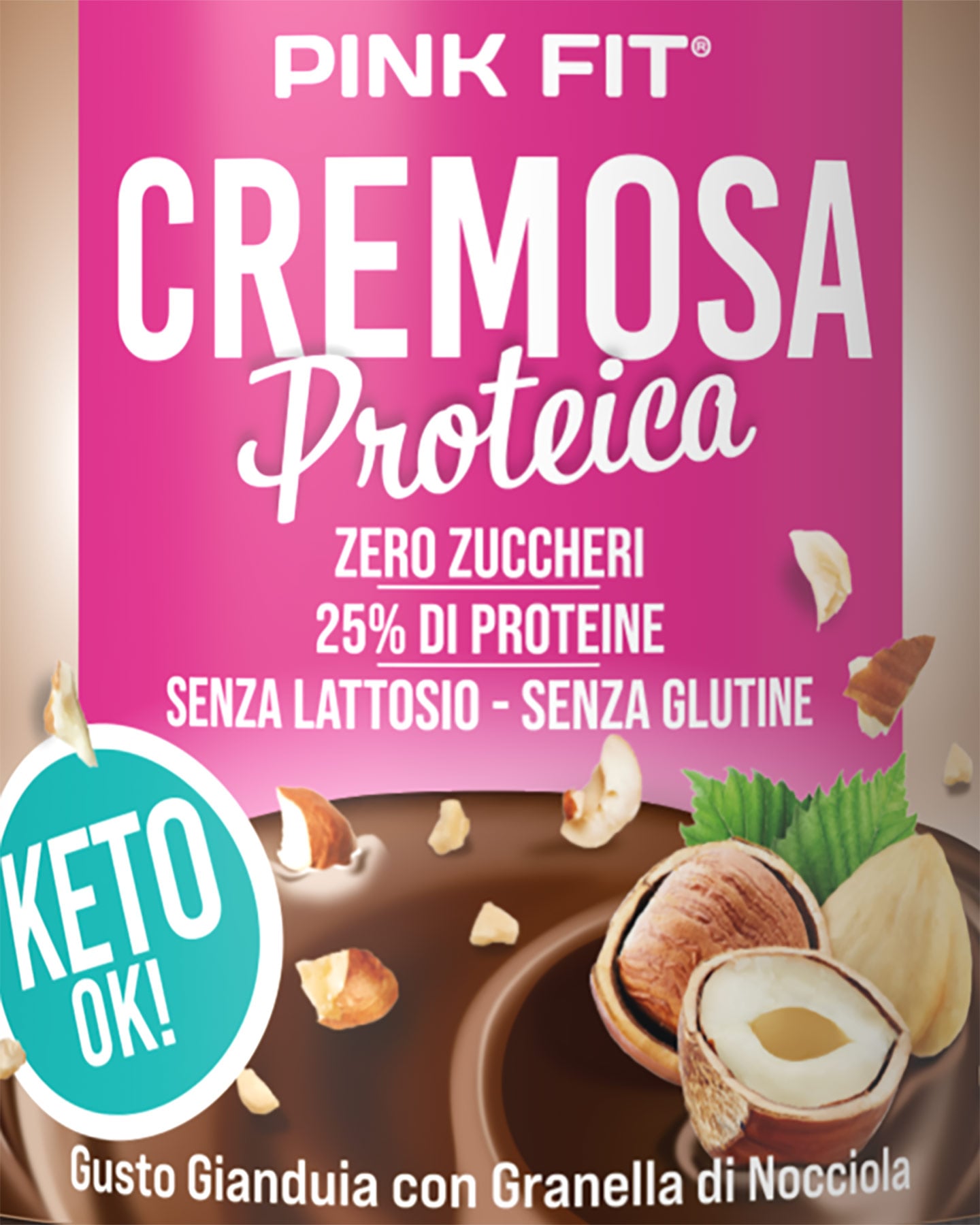 Alimento proteico PROACTION CREMA GIANDUIA GRANELLA 300 G  - Rosa - 1 | Cisalfa Sport