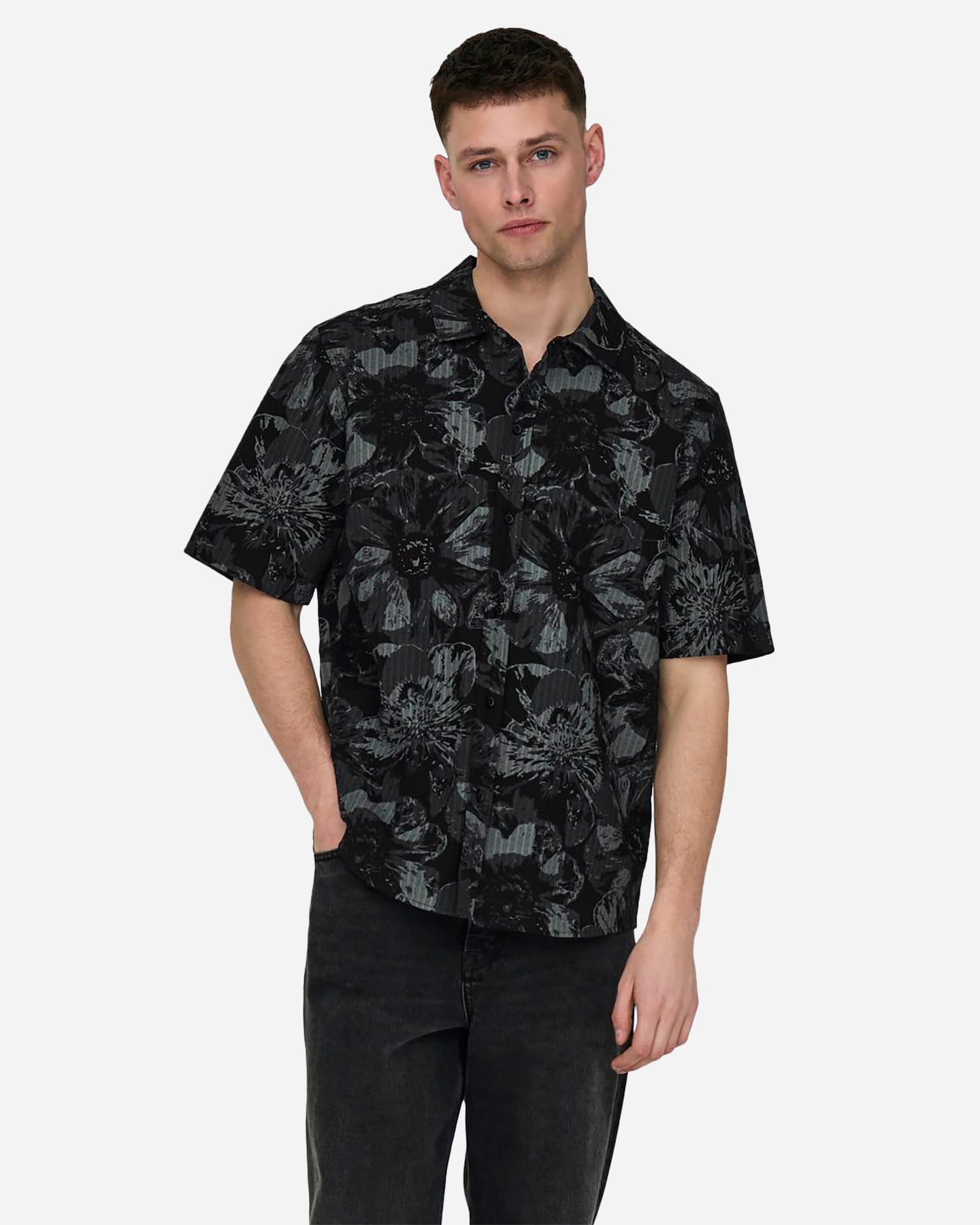 Camicia ONLY & SONS NICOLAI SEERSUCKER M - Nero - 2 | Cisalfa Sport