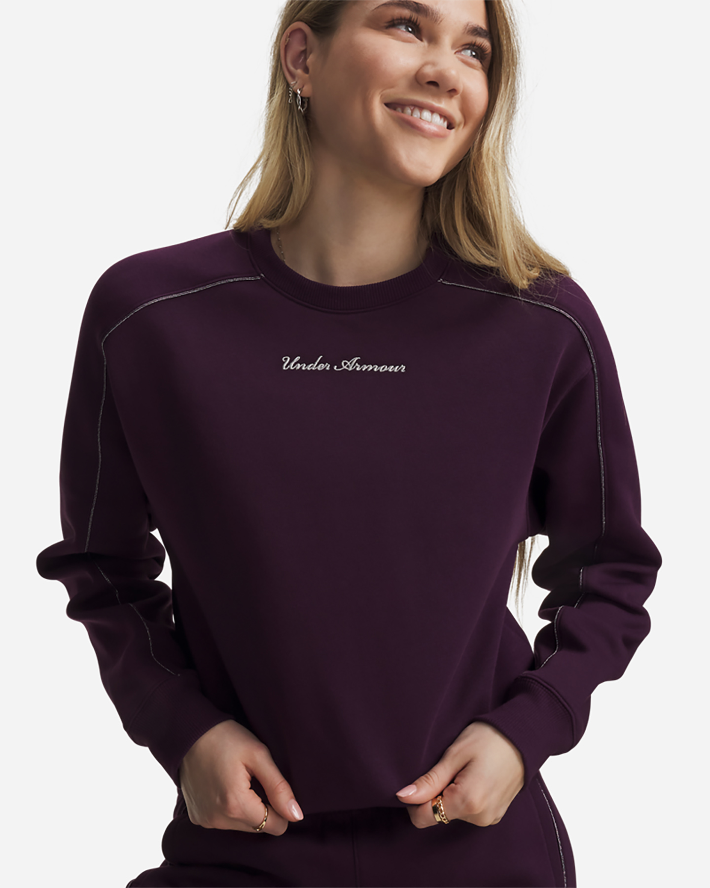 Felpa UNDER ARMOUR RIVAL SHIMMER W - Viola - 2 | Cisalfa Sport