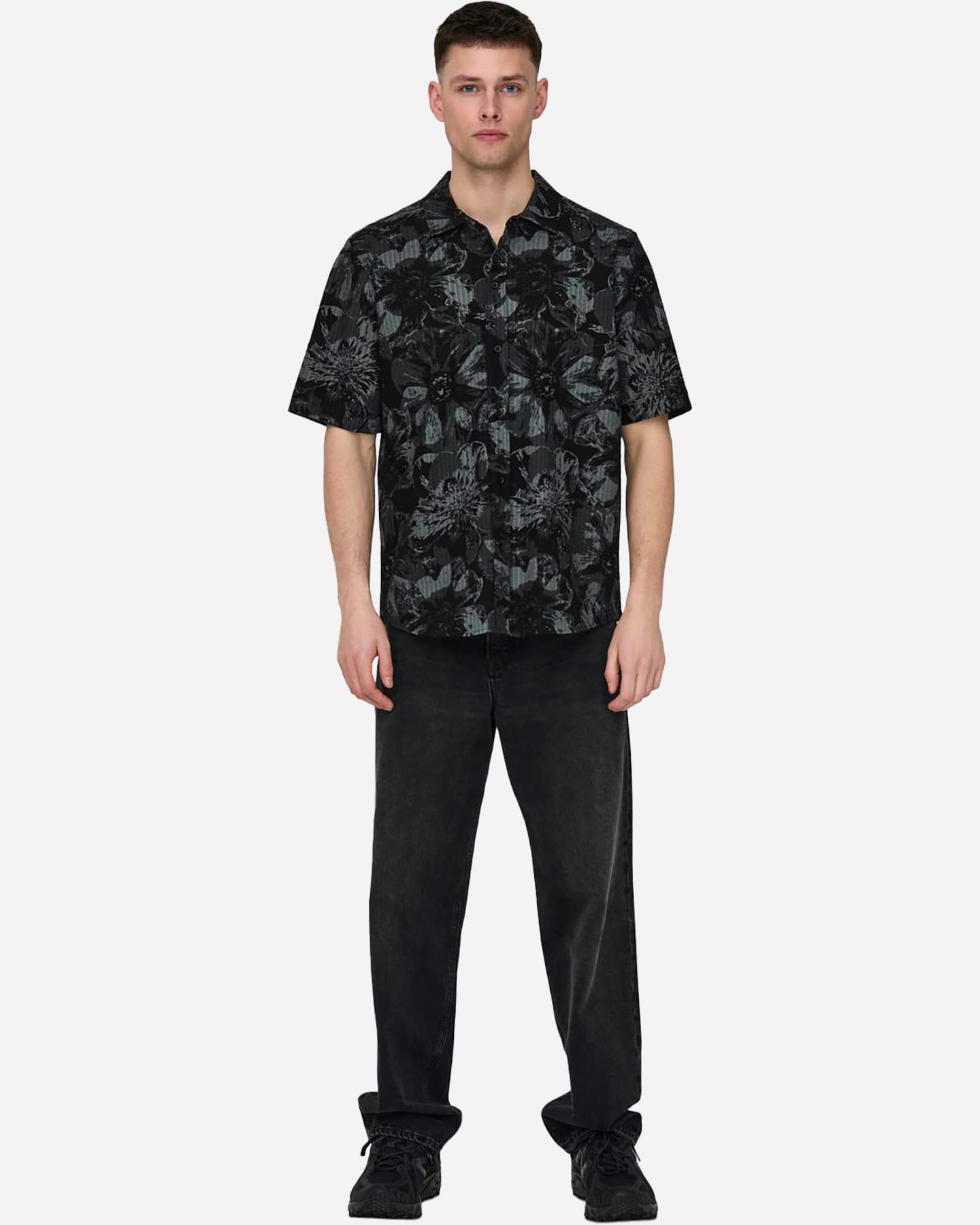 Camicia ONLY & SONS NICOLAI SEERSUCKER M - Nero - 3 | Cisalfa Sport