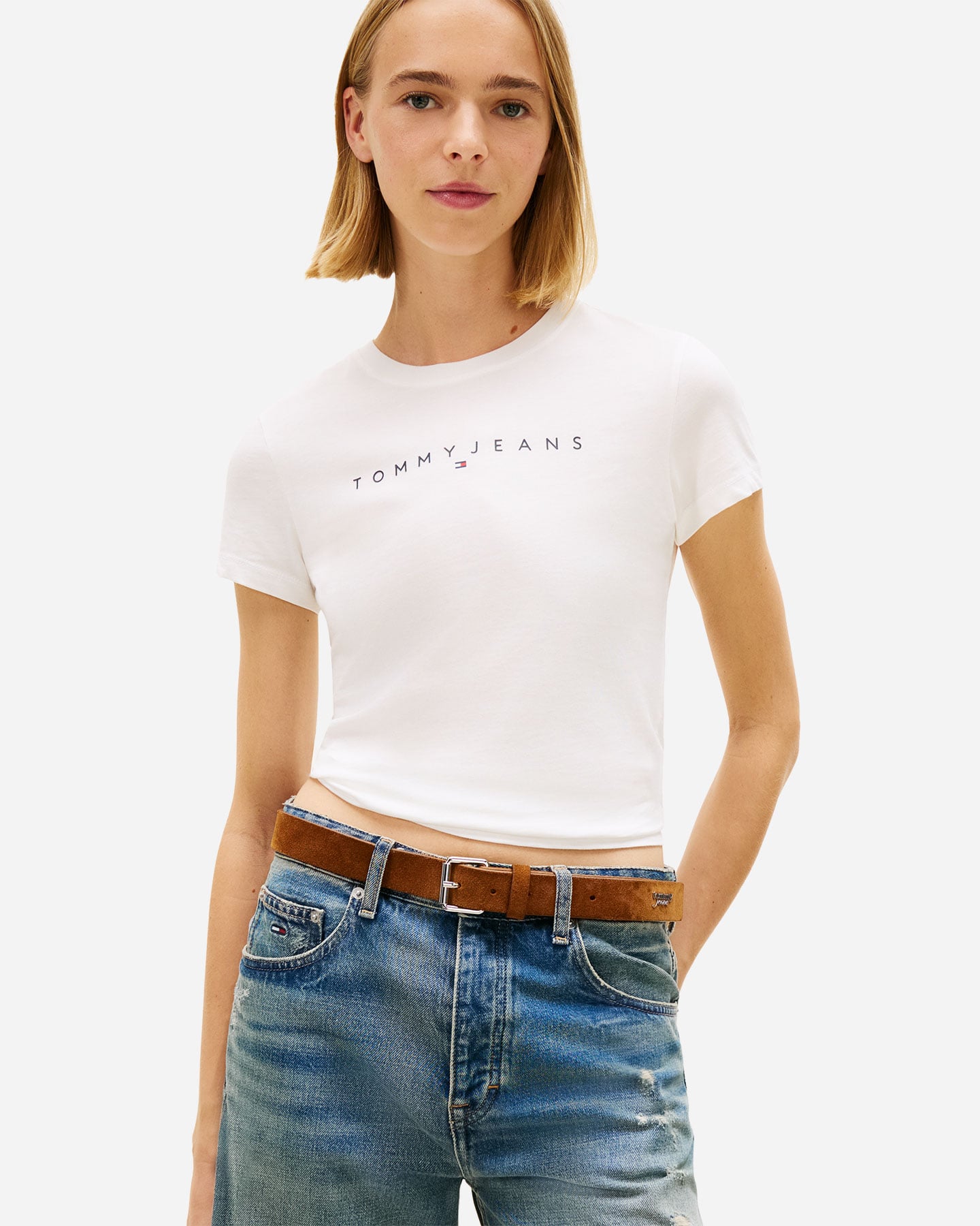 T-shirt TOMMY HILFIGER SLIM LINEAR LOGO W - Bianco - 1 | Cisalfa Sport