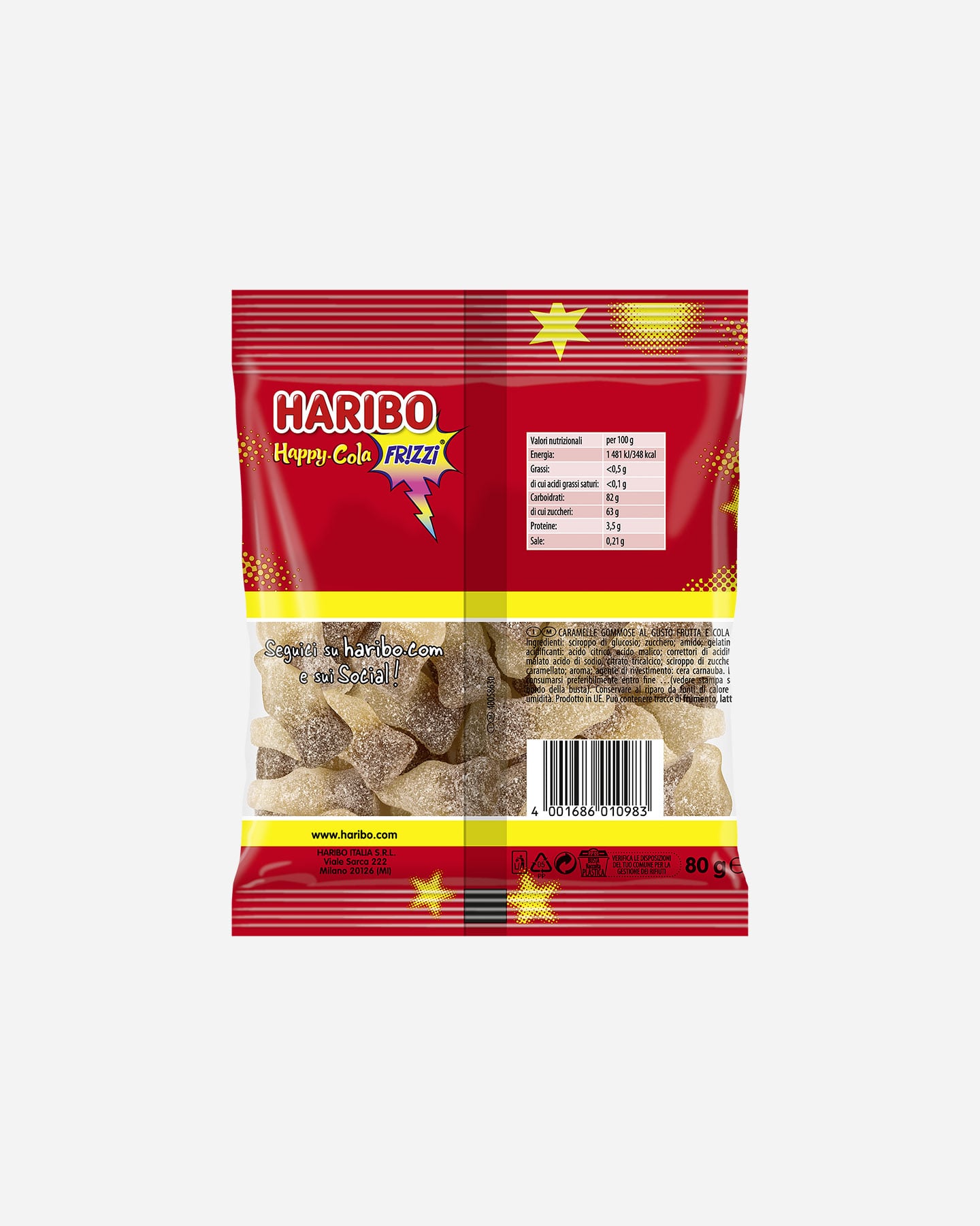 Caramelle HARIBO HAPPY COLA FRIZZI 80 G  - Color mix - 1 | Cisalfa Sport