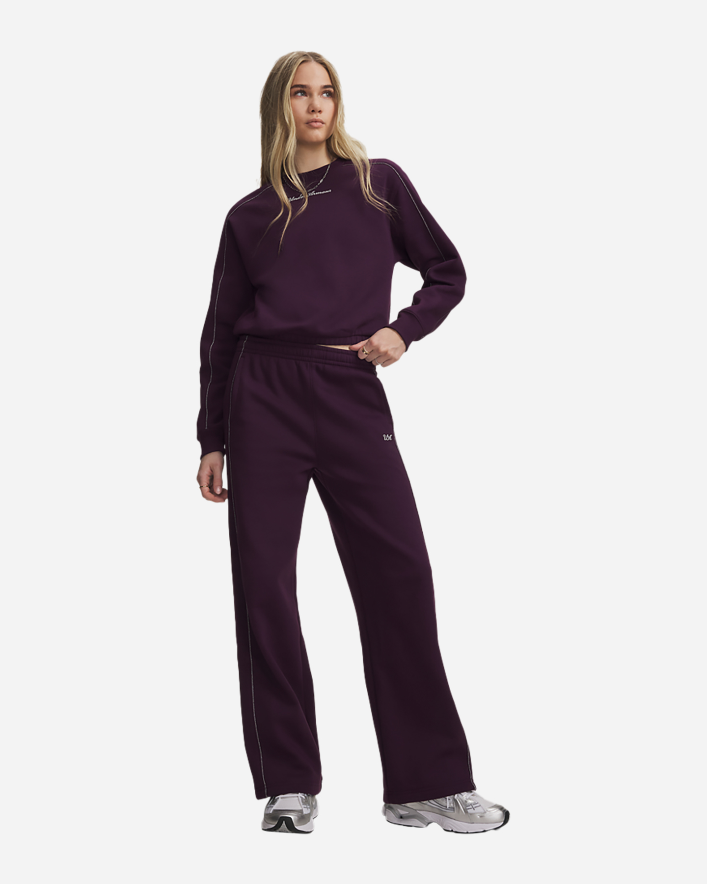 Pantalone UNDER ARMOUR RIVAL SHIMMER W - Viola - 3 | Cisalfa Sport