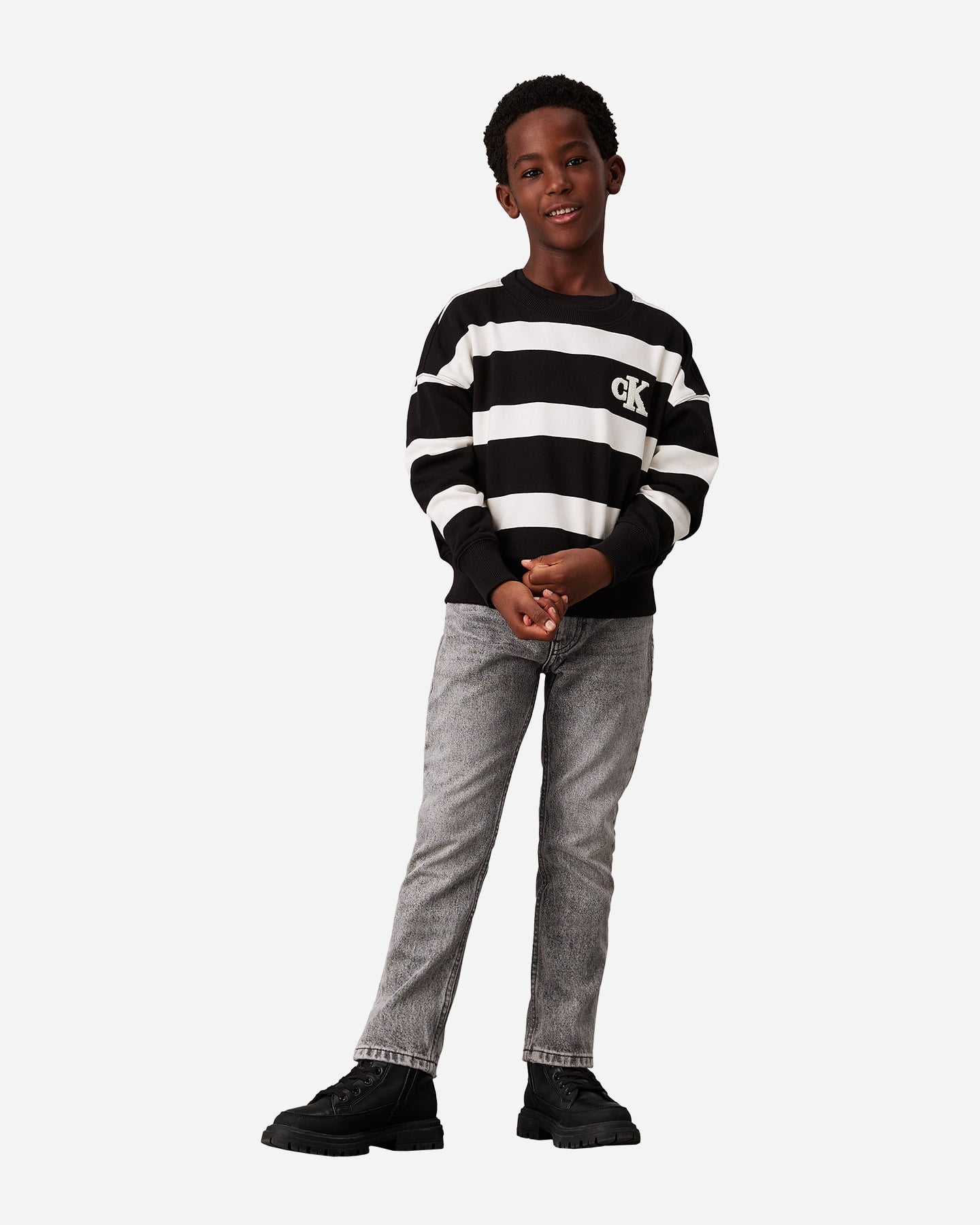 Felpa CALVIN KLEIN JEANS STRIPED JR - Bianco - 2 | Cisalfa Sport