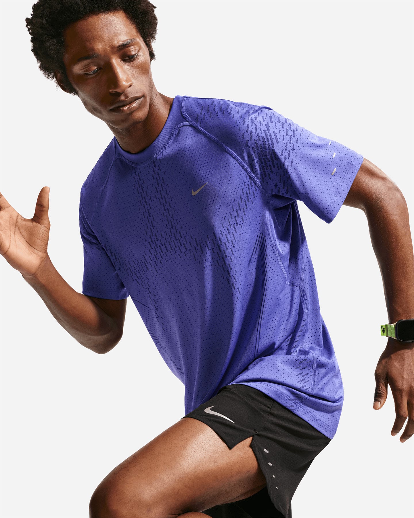 T-shirt running NIKE STRIDE M - Blu - 4 | Cisalfa Sport