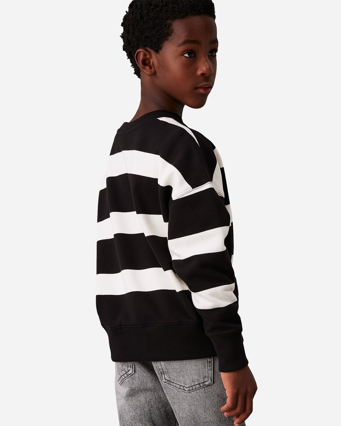 Felpa CALVIN KLEIN JEANS STRIPED JR - Bianco - 1 | Cisalfa Sport