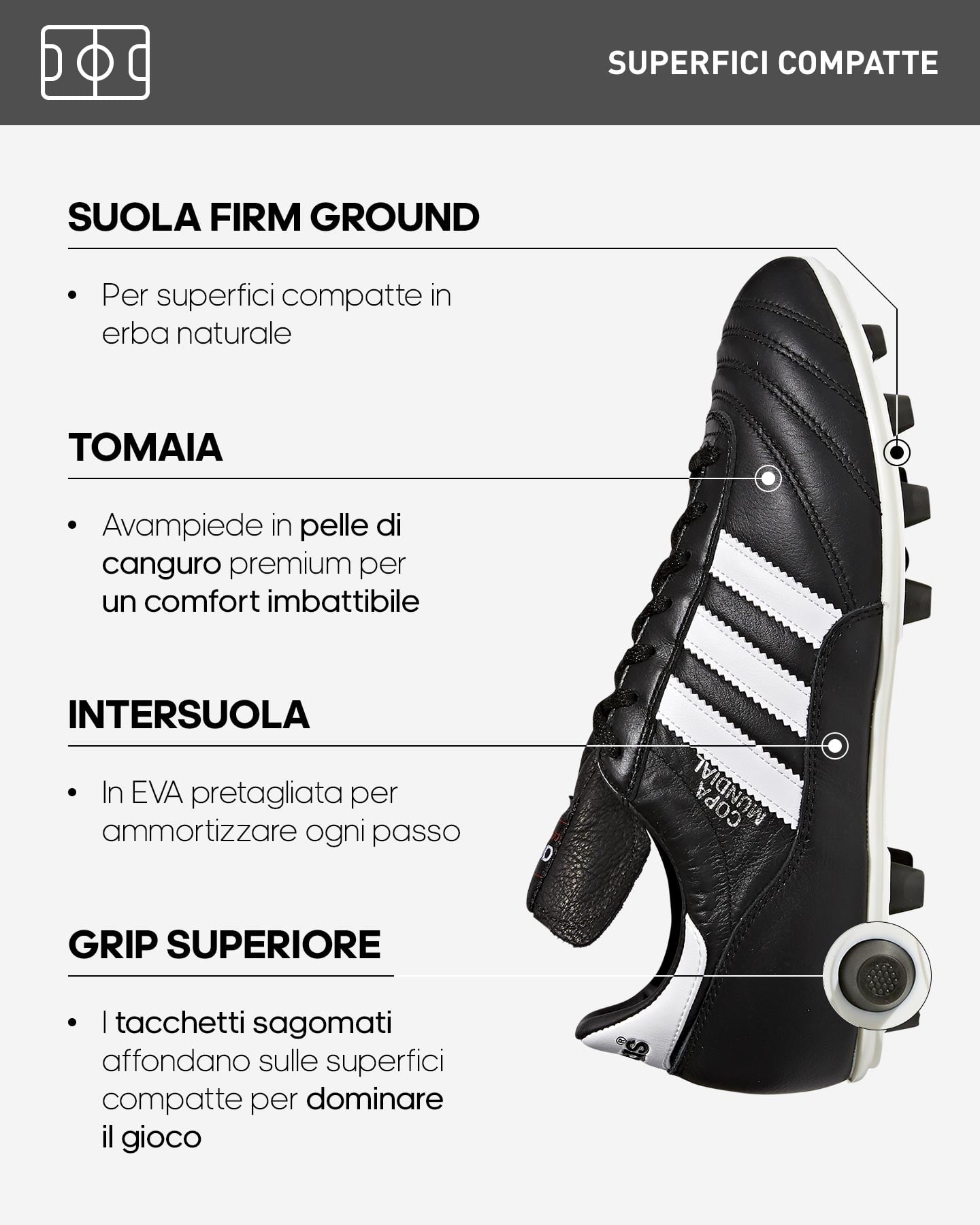 Scarpe calcio ADIDAS COPA MUNDIAL FG M - Nero - 1 | Cisalfa Sport