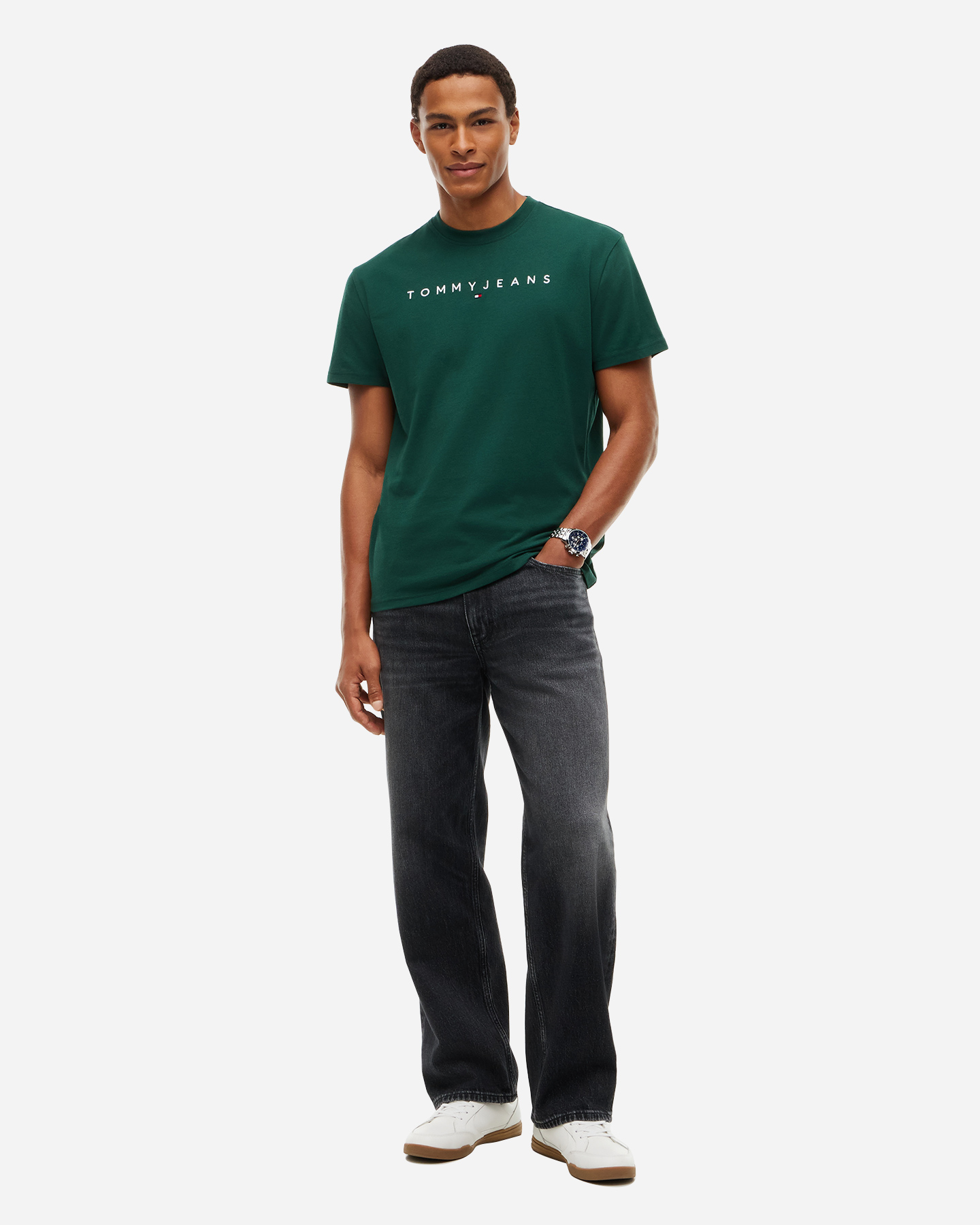 T-shirt TOMMY HILFIGER LINEAR LOGO M - Verde - 3 | Cisalfa Sport